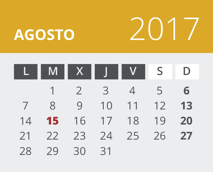 Calendario de Vizcaya. Agosto